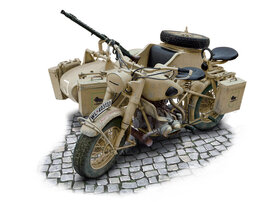 ITALERI 7403 DUITSE MILITAIRE MOTOR MET ZIJSPAN 1/9