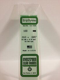 EVERGREEN 100 010 X 020&rdquo; (0.25 X 0.5 MM) STRIPS (VE 10)