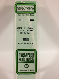 EVERGREEN 110 015 X 020&rdquo; (0.4 X 0.5 MM) STRIPS (VE 10)
