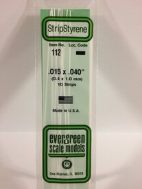 EVERGREEN 112 015 X 040&rdquo; (0.38 X 1.00 MM) STRIPS (VE 10)