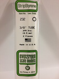 EVERGREEN 232 3/8&rdquo; .375 DIA (9.5 MM) ROUND TUBE (VE 2)
