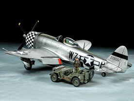 TAMIYA 25214 P-47D THUNDERBOLT &amp; 1/4T 4X4 LIGHT VEHICLE 1/48