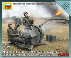 ZVEZDA 6117 WWII GERMAN 20-mm ANTI-AIRCRAFT GUN FLAK 38 w. CREW 1/72