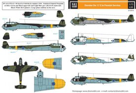 S.B.S D72010 Dornier Do-17Z in Finnish Service WWII Decal set 1/72