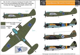 S.B.S D72007 Bristol Blenheim Mk. I-II. in Finnish Service WW II Decal set 1/72
