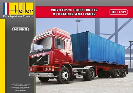 HELLER 81702 VOLVO F12-20 GLOBE TROTTER &amp; CONTAINER SEMI TRALER 1/32