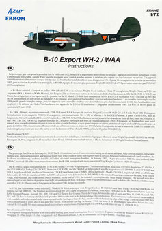 AZUR FR0042 B-10 EXPORT WH-2/WAA (MET NEDERLANDSE DECALS) 1/72