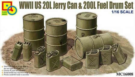 CLASSY HOBBY MC16008 WW2 US 20L JERRY CAN &amp; 200L FUEL DRUM SET 1/16