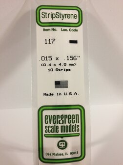 EVERGREEN 117 015 X 156&rdquo; (0.4 X 4.0 MM) STRIPS (VE 10)