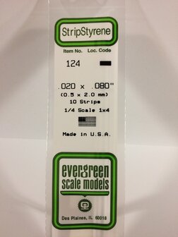 EVERGREEN 124 020 X 080&rdquo; (0.5 X 2.0 MM) STRIPS (VE 10)