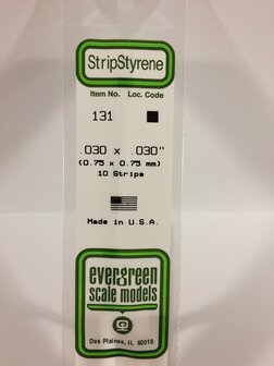 EVERGREEN 131 030 X 030&rdquo; (0.75 X 0.75 MM) STRIPS (VE 10)