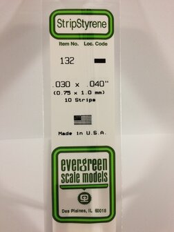 EVERGREEN 132 030 X 040&rdquo; (0.75 X 1.0 MM) STRIPS (VE 10)