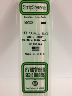 EVERGREEN 8203 022 X 033&rdquo; (0.56 X 0.84 MM) STRIPS (VE 10)