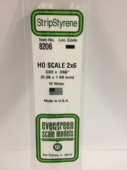 EVERGREEN 8205 022 X 066&rdquo; (0.56 X 1.68 MM) STRIPS (VE 10)