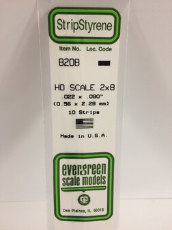 EVERGREEN 8208 022 X 090&rdquo; (0.56 X 2.29 MM) STRIPS (VE 10)