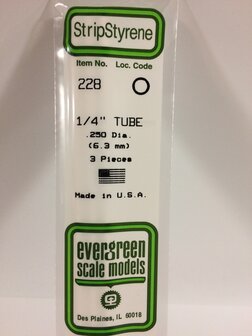 EVERGREEN 228 1/4&rdquo; .250 DIA (6.3 MM) ROUND TUBE (VE 3)