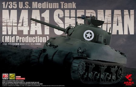 ASUKA 35-010 U.S. MEDIUM TANK M4A1 SHERMAN MID PRODUCTION 1/35