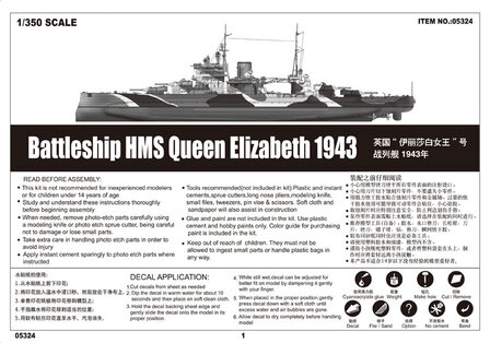 TRUMPETER 05324 BATTLESHIP HMS QUEEN ELIZABETH 1943 1/350