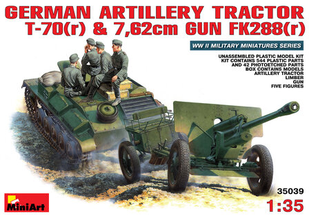 MINIART 35039 GERMAN ARTILLERY TRACTOR T-70(R) &amp; 7,62 GUN FK288(R) 1/35