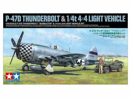 TAMIYA 25214 P-47D THUNDERBOLT &amp; 1/4T 4X4 LIGHT VEHICLE 1/48