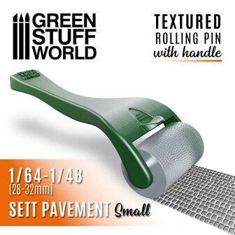GREEN STUFF WORLD GETEXTUREERDE ROLLER MET HANDVAT 1/64 - 1/48
