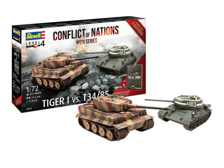 REVELL 05655 CONFLICT OF NATIONS: TIGER I VS. T34/85 1/72