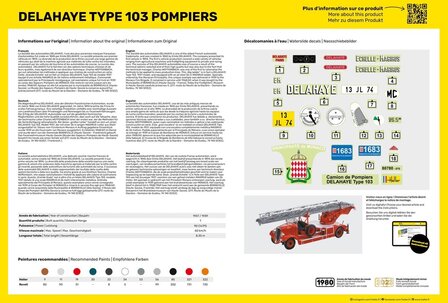 HELLER 80780 DELAHAYE TYPE 103 POMPIERS 1/24