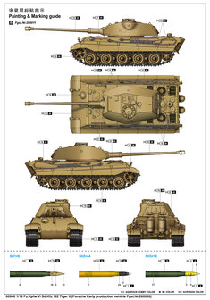 TRUMPETER 00948 PZ.KPFW.VI SD.KFZ.182 TIGER II (PORSCHE EARLY PRODUCTION VEHICLE FGST.NR.280009) 1/16