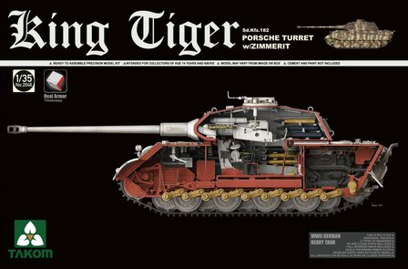 TAKOM 2046 KING TIGER SD.KFZ.182 PORSCHE TURRET W/ZIMMERIT 1/35