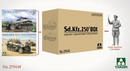 TAKOM 2194W SD.KFZ.250/1 + SD.KFZ.250/3 &quot;GREIF&rdquo; 1/35 + ERWIN ROMMEL 1/16 SD.KFZ.250&sup2; BOX