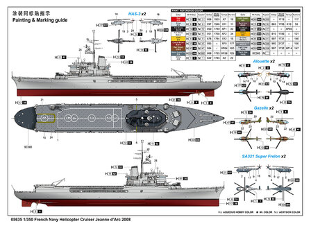 TRUMPETER 05635  FRENCH NAVY HELICOPTER CRUISER JEANNE D&rsquo;ARC 2008 1/350