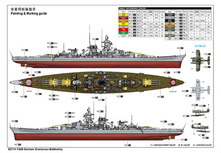 TRUMPETER 03714 GERMAN GNEISENAU BATTLESHIP 1/200 