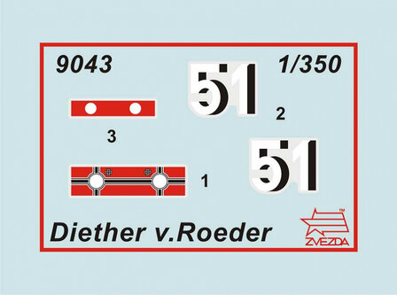 ZVEZDA 9043 WW2 GERMAN DESTROYER Z-17 &ldquo;DIETHER VON ROEDER&rdquo; 1/350