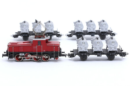 MARKLIN 2874 GUTERZUG BR E63 MIT 3 BEHALTERTRAGWAGEN HO