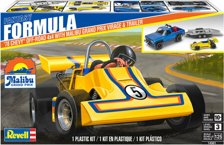 REVELL 14581 &#039;78 CHEVY OFF-ROAD 4X4 WITH MALIBU GRAND PRIX VIRAGE &amp; TRAILER 1/25