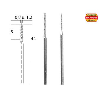 PROXXON 28255 DIAMANT SPIRAALBOREN 2ST 0,8 X 1,2 MM