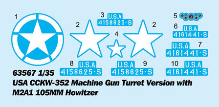 I LOVE KIT 63567 USA TRUCK CCKW-352 MACHINE GUN w. M2A1 105mm Howitzer 1/35