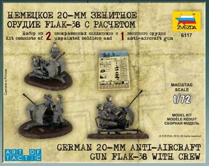 ZVEZDA 6117 WWII GERMAN 20-mm ANTI-AIRCRAFT GUN FLAK 38 w. CREW 1/72