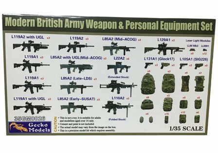 GECKO MODELS 35GM0026 MODERN BRITISH ARMY WEAPON &amp; PERSONAL EQUIPMENT SET 1/35