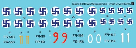S.B.S D72017 Fokker D.XXI (Twin-Wasp engine) in Finnish Service Decal set 1/72