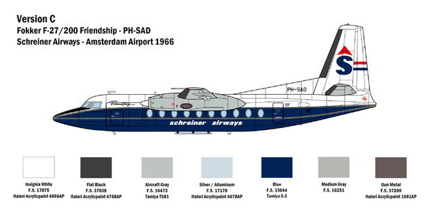 ITALERI 1430 FOKKER F27 FRIENDSHIP 1/72 met NL DECALS