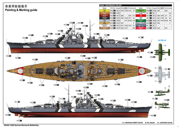 TRUMPETER 05358 GERMAN BISMARCK BATTLESHIP 1/350