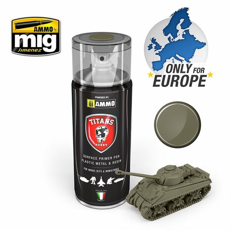 A.MIG TTH120 TITANS HOBBY U.S. OLIVE DRAB MATT PRIMER SPRAY 400 ML