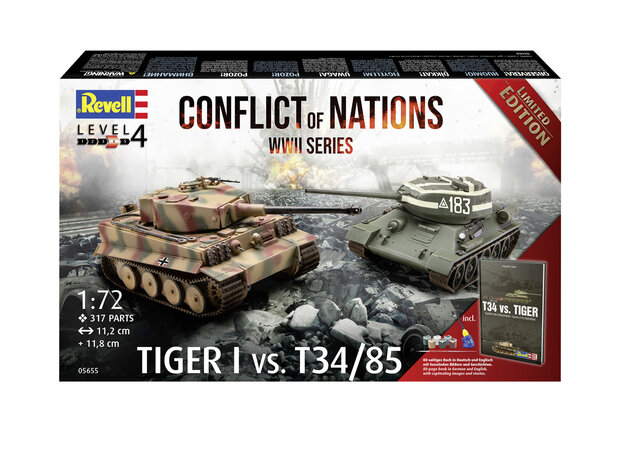 REVELL 05655 CONFLICT OF NATIONS: TIGER I VS. T34/85 1/72