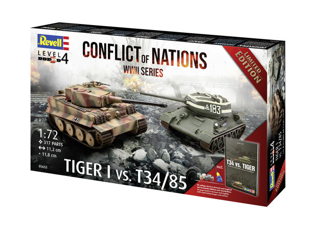 REVELL 05655 CONFLICT OF NATIONS: TIGER I VS. T34/85 1/72