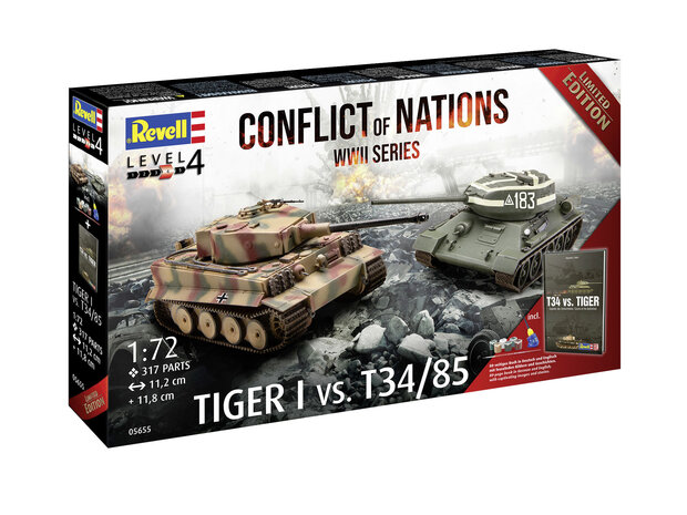 REVELL 05655 CONFLICT OF NATIONS: TIGER I VS. T34/85 1/72