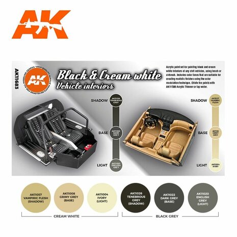 AK AK11683 BLACK & CREAM WHITE VEHICLE INTERIORS