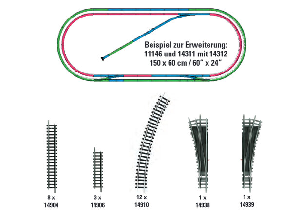 MINITRIX 14312 RAIL-UITBREIDINGSSET H2 N