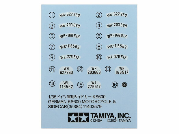 TAMIYA 35384 KS600 MOTORCYCLE & SIDECAR 1/35