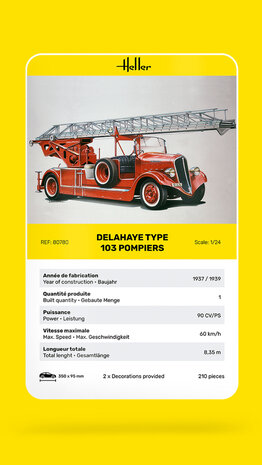 HELLER 80780 DELAHAYE TYPE 103 POMPIERS 1/24